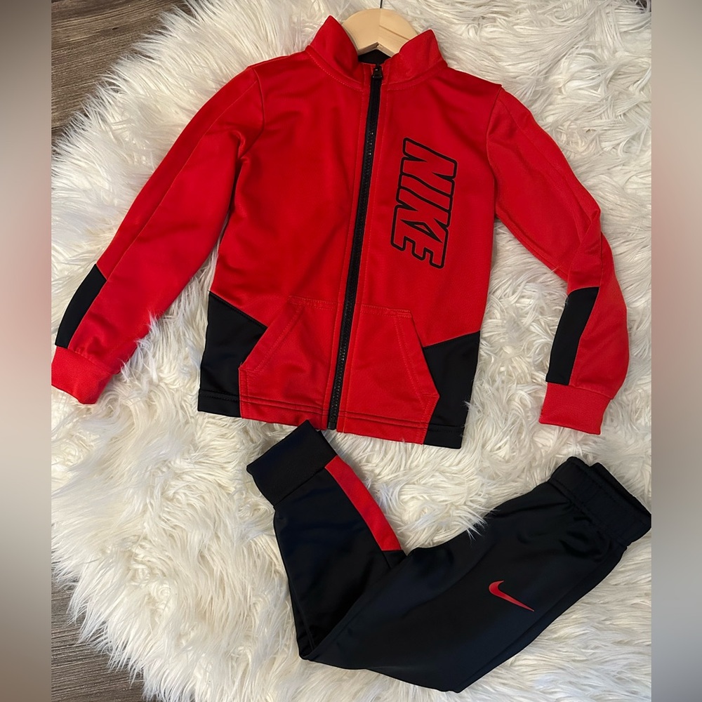Nike Toddler Red and Black Tracksuit